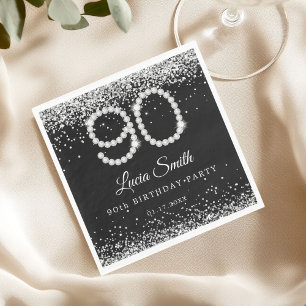 Elegante Zilveren Diamanten 90ste Verjaardagsfeest Servet