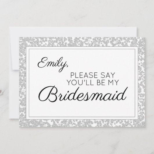 Elegante zilveren diamanten glinsterende bruidsmei kaart (Voorkant)