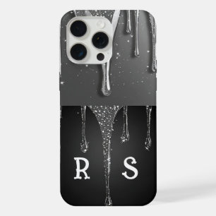 💎 Elegante zilveren druppel monogram aangepaste n iPhone 15 Pro Max Case