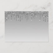 Elegante Zilveren Druppelende Glitter Wedding Deta Informatiekaartje (Achterkant)