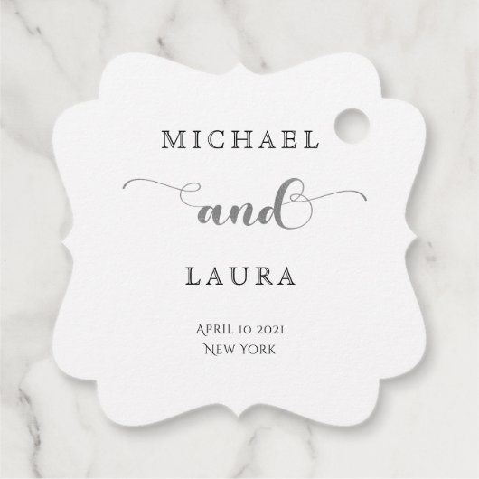 Elegante zilveren eenvoudige bruiloft bedankjes labels (Achterkant)