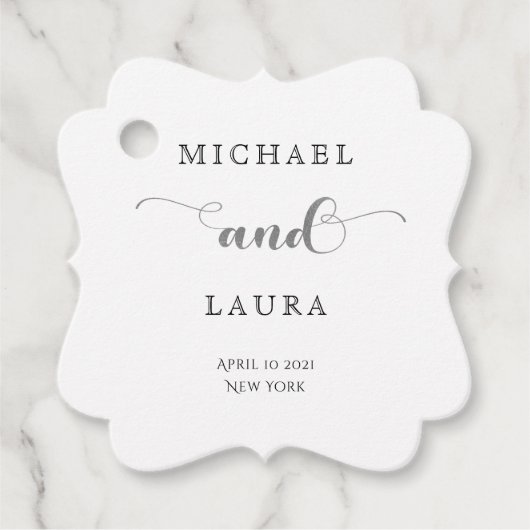 Elegante zilveren eenvoudige bruiloft bedankjes labels (Voorkant)