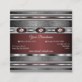 Elegante zilveren effecten Bourgogne met Faux Diam Vierkante Visitekaartje (Achterkant)