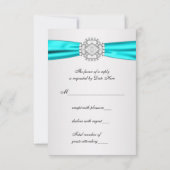 Elegante zilveren en Blauwgroen Blue Wedding RSVP (Achterkant)