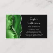Elegante zilveren en donkergroene agaat visitekaartje (Achterkant)