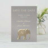 Elegante zilveren en gouden bruiloft save the date (Staand voorkant)