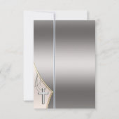 Elegante zilveren en gouden eerste communie uitnod kaart (Achterkant)