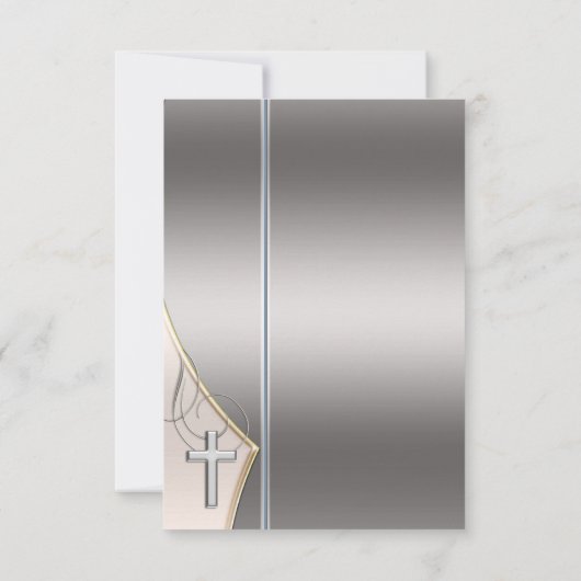 Elegante zilveren en gouden eerste communie uitnod kaart (Achterkant)