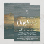 Elegante zilveren en gouden jongen doop kaart (Voorkant / Achterkant)