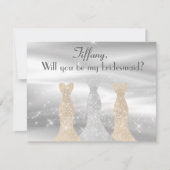 Elegante zilveren en gouden jurken bruidsmeisje vo kaart (Voorkant)