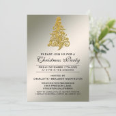Elegante Zilveren en Gouden Kerstboom Feest Kaart (Staand voorkant)