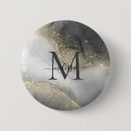 Elegante Zilveren en Gouden Naam Ronde Button 5,7 Cm