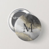 Elegante Zilveren en Gouden Naam Ronde Button 5,7 Cm (Voorkant /achterkant)