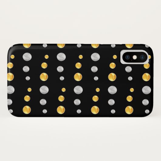 Elegante zilveren en gouden stippen Case-Mate iPhone case (Achterkant (horizontaal))