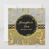 Elegante zilveren en gouden verjaardagsuitnodiging kaart (Voorkant)