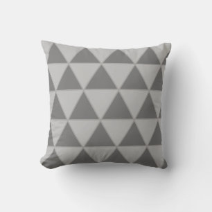 Elegante zilveren en grijze driehoek geometrisch p kussen