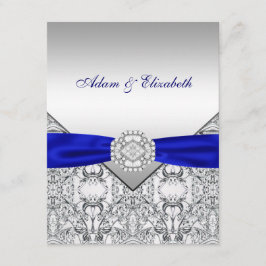 Elegante zilveren en koninklijk blauwe trouwkaarte kaart
