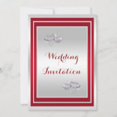 Elegante zilveren en rode, diamanten trouwringen T Kaart (Voorkant)