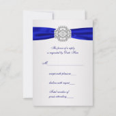 Elegante Zilveren en Royal Blue Wedding RSVP (Achterkant)