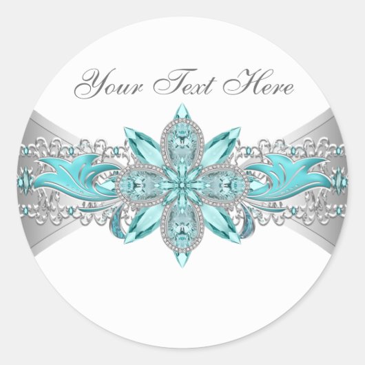 Elegante zilveren en turquoise stickers (Voorkant)