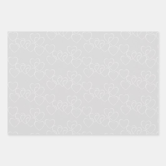 Elegante zilveren en witte decoratieve hart charme inpakpapier vel (Voorkant 2)