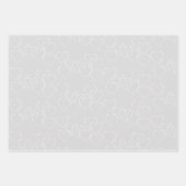 Elegante zilveren en witte decoratieve hart charme inpakpapier vel (Voorkant)