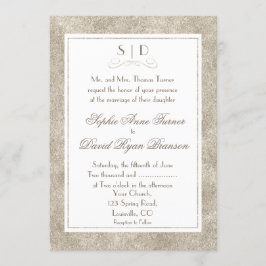 Elegante zilveren en witte rand trouwkaart kaart