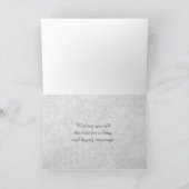 Elegante zilveren en witte trouwdag felicitatiekaa kaart (Binnen)