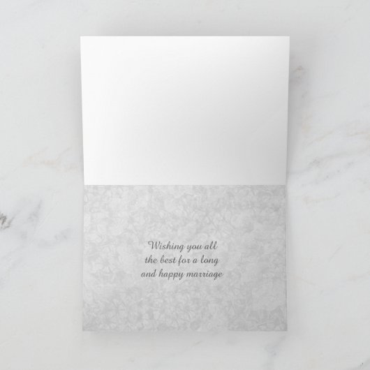 Elegante zilveren en witte trouwdag wenskaart kaart (Binnen)