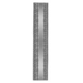 Elegante zilveren en zwarte damast & strepen medium tafelloper (Voorkant)