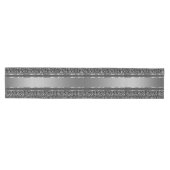 Elegante zilveren en zwarte damast & strepen medium tafelloper (Horizontaal)