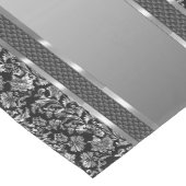 Elegante zilveren en zwarte damast & strepen medium tafelloper (Hoek)