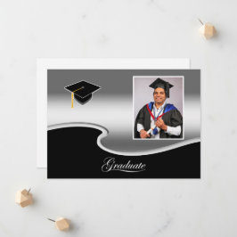Elegante zilveren en zwarte diploma-uitnodiging aankondiging