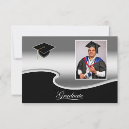 Elegante zilveren en zwarte grad-feest bijlage kaart