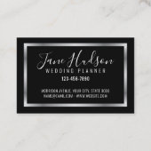 Elegante Zilveren en Zwarte Minimalistische Visite Visitekaartje (Achterkant)
