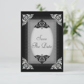 Elegante Zilveren en Zwarte Save the Date Bruiloft (Staand voorkant)