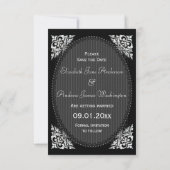 Elegante Zilveren en Zwarte Save the Date Bruiloft (Achterkant)