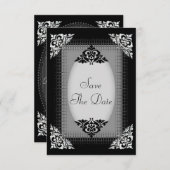 Elegante Zilveren en Zwarte Save the Date Bruiloft (Voorkant / Achterkant)