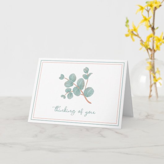 Elegante Zilveren Eucalyptus - Condoleance / Sympa Kaart (Gele Bloem)