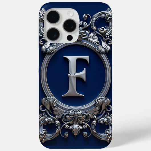 Elegante zilveren F-letter monogram Case-Mate iPhone Case (Achterkant)