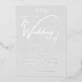 Elegante zilveren folie grijs bloeiende bruiloft uitnodiging