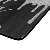 Elegante zilveren fonkeling glitter druppels monog snijplank (Hoek)