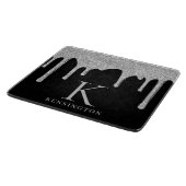 Elegante zilveren fonkeling glitter druppels monog snijplank (Hoek)