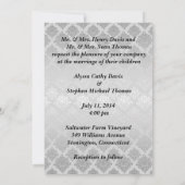 Elegante zilveren foto bruiloft uitnodiging met pa (Achterkant)