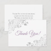 Elegante zilveren franjes lavendel op witte bruilo bedankkaart (Voorkant / Achterkant)