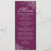 Elegante zilveren franjes op magenta of bessen bru menu (Voorkant)