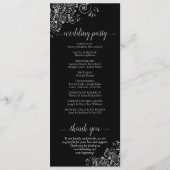 Elegante zilveren franjes op zwart eenvoudige brui programmakaart (Achterkant)