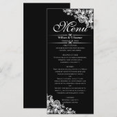 Elegante zilveren franjes op zwart menu (Voorkant / Achterkant)