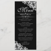 Elegante zilveren franjes op zwart menu (Voorkant)