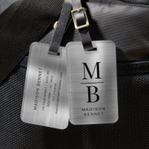 Elegante Zilveren Geborsteld Metalen Met Monogram 